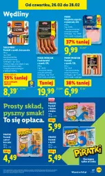Gazetka promocyjna Lidl - Oferta ważna od 26.02 do 28.02 - Gazetka - ważna od 28.02 do 28.02.2026 - strona 27 - produkty: Kurczak, Polędwica, Parówki, Parówki z szynki, Tarczyński, PIKOK, Parówki z piersi kurczaka, Frankfurterki