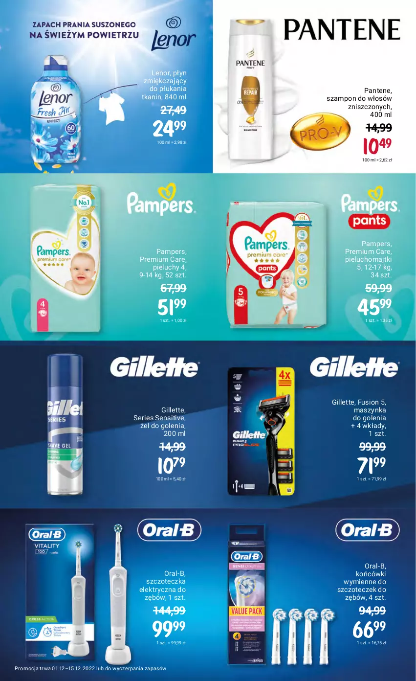 Gazetka promocyjna Rossmann - 1 grudnia - ważna 01.12 do 15.12.2022 - strona 17 - produkty: Fusion, Gillette, Lenor, Majtki, Maszynka, Maszynka do golenia, Pampers, Pantene, Pieluchomajtki, Pieluchy, Ser, Szampon, Szczoteczka, Szynka