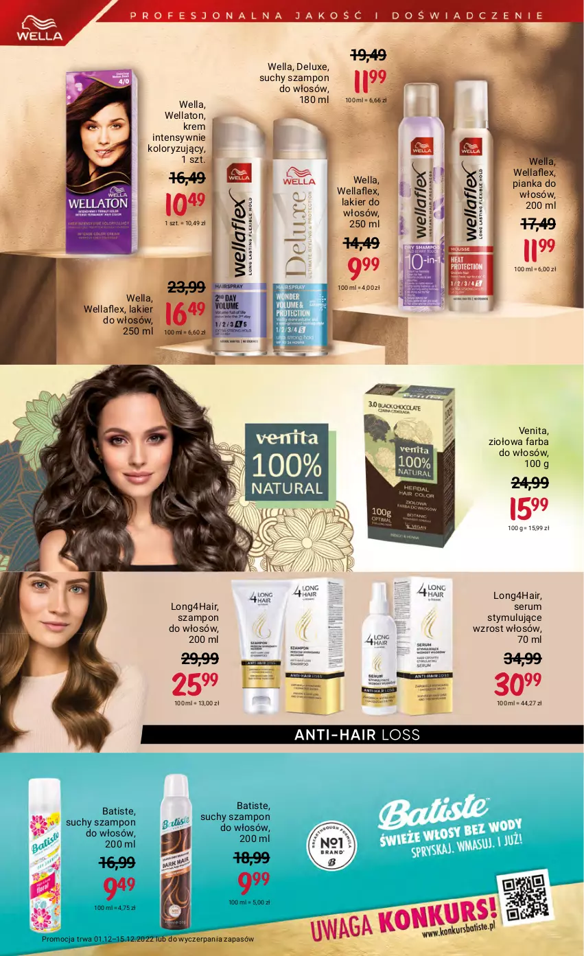 Gazetka promocyjna Rossmann - 1 grudnia - ważna 01.12 do 15.12.2022 - strona 20 - produkty: Batiste, Fa, Farba do włosów, Lakier, Lakier do włosów, Pianka do włosów, Rum, Ser, Serum, Suchy szampon, Szampon, Wella, Wellaflex