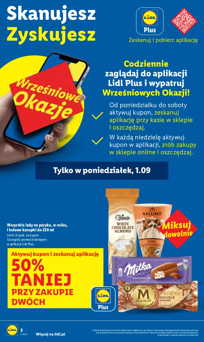 Gazetka promocyjna Lidl - GAZETKA - ważna 01.09 do 03.09.2025 - strona 2 - produkty: Lody