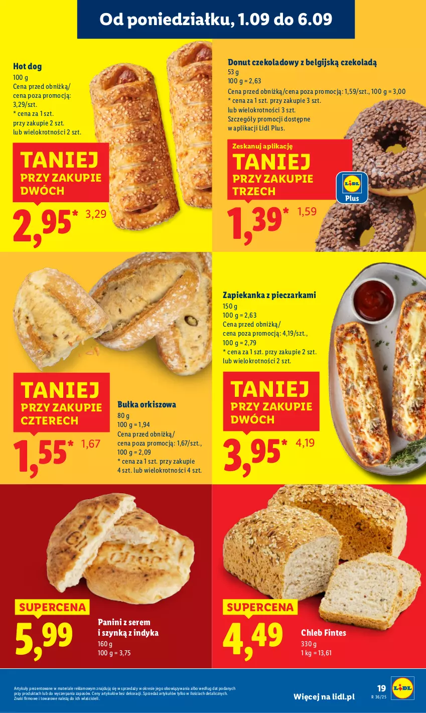 Gazetka promocyjna Lidl - GAZETKA - ważna 01.09 do 03.09.2025 - strona 23 - produkty: Bułka, Chleb, Donut, Hot dog, LG, Piec, Pieczarka, Ser, Zapiekanka
