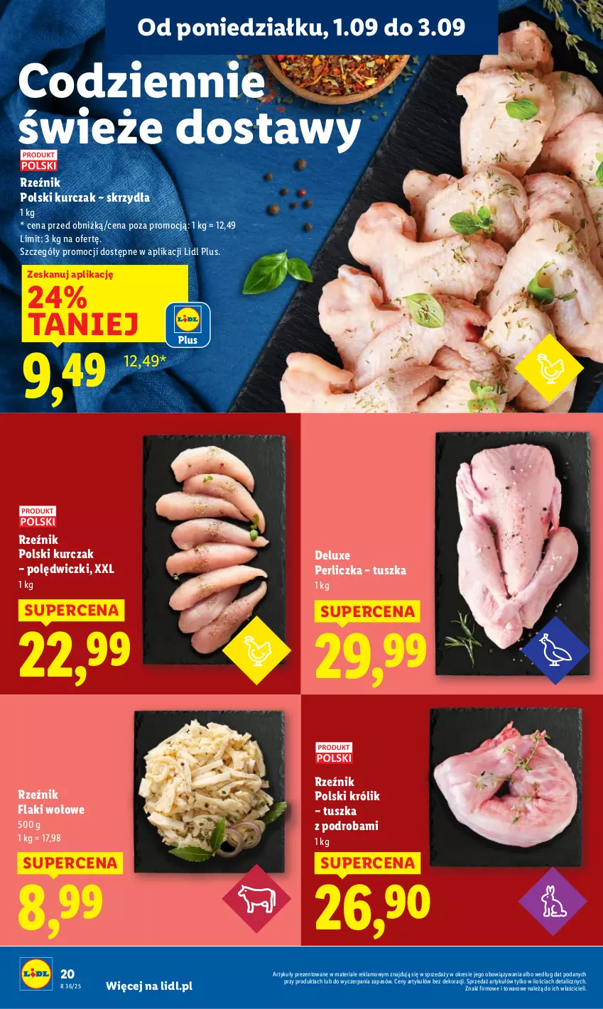 Gazetka promocyjna Lidl - GAZETKA - ważna 01.09 do 03.09.2025 - strona 24 - produkty: Flaki, Flaki wołowe, Królik, Kurczak, Perliczka, Tusz