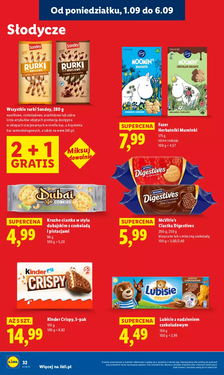 Gazetka promocyjna Lidl - GAZETKA - ważna 01.09 do 03.09.2025 - strona 36 - produkty: Ciastka, Fa, Gra, Herbatniki, Kinder, Lubisie, Rurki