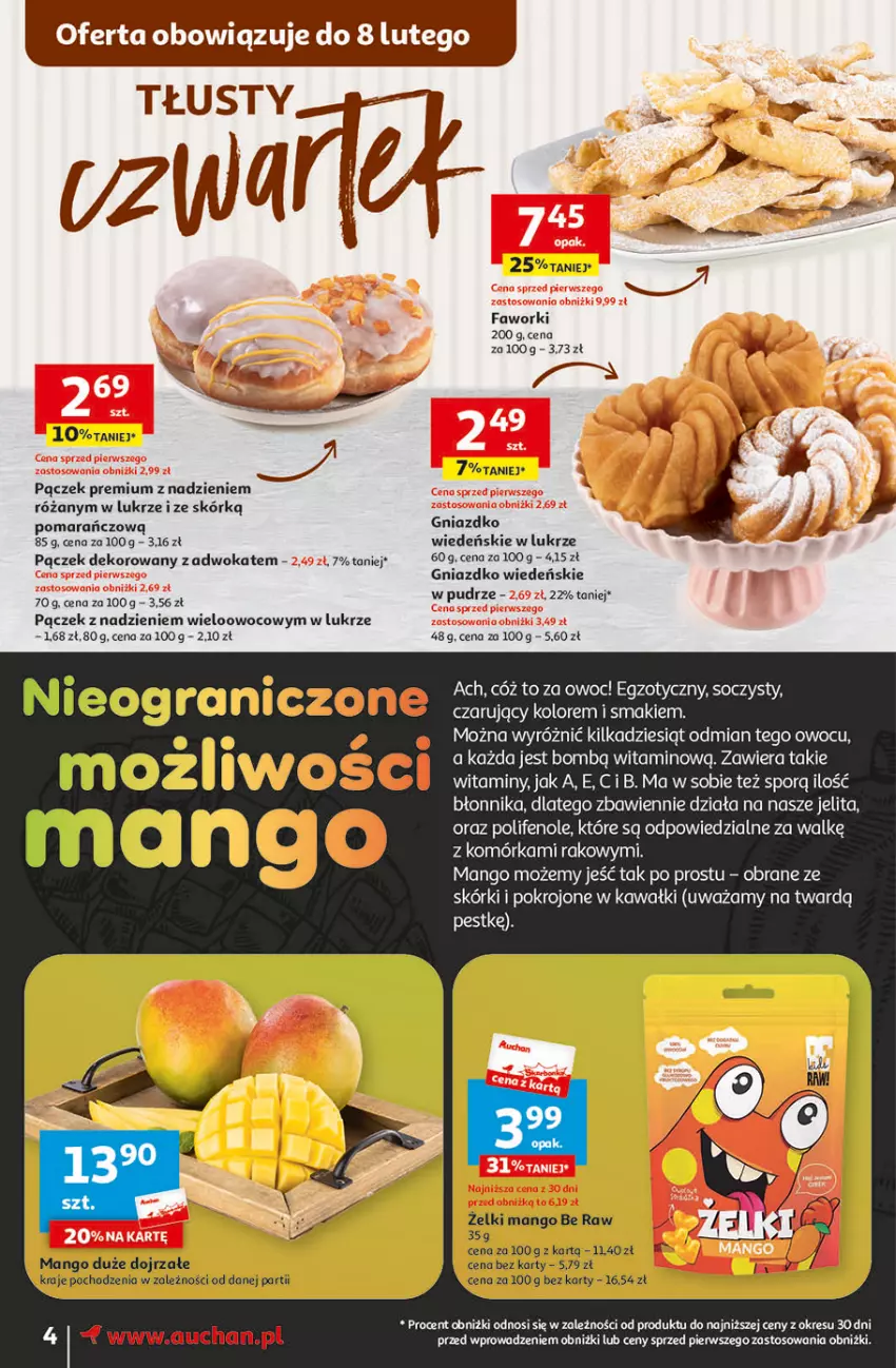 Gazetka promocyjna Auchan - Gazetka Świat Pełen Smaku Moje Auchan - ważna 01.02 do 07.02.2024 - strona 4 - produkty: Fa, Faworki, Gra, Kawa, Mango, Pączek, Por, Róża