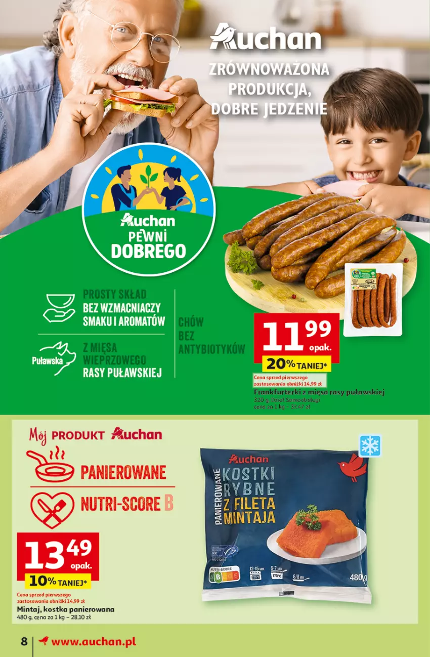 Gazetka promocyjna Auchan - Gazetka Świat Pełen Smaku Moje Auchan - ważna 01.02 do 07.02.2024 - strona 8 - produkty: Frankfurterki, Mintaj