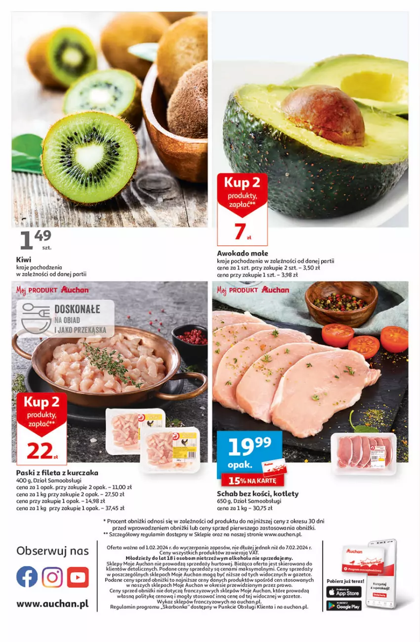 Gazetka promocyjna Auchan - Gazetka Świat Pełen Smaku Moje Auchan - ważna 01.02 do 07.02.2024 - strona 9 - produkty: Gra, Kiwi, Kotlet, Kurczak, Schab bez kości, Ser, Tera