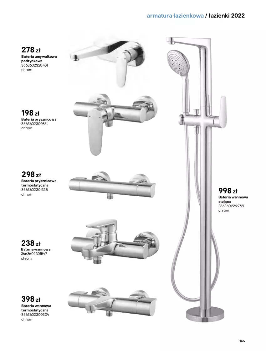 Gazetka promocyjna Castorama - Katalog Łazienki 2022 - ważna 01.06 do 31.12.2022 - strona 145 - produkty: Bateria, Bateria prysznicowa, Bateria umywalkowa, Bateria wannowa, Termos