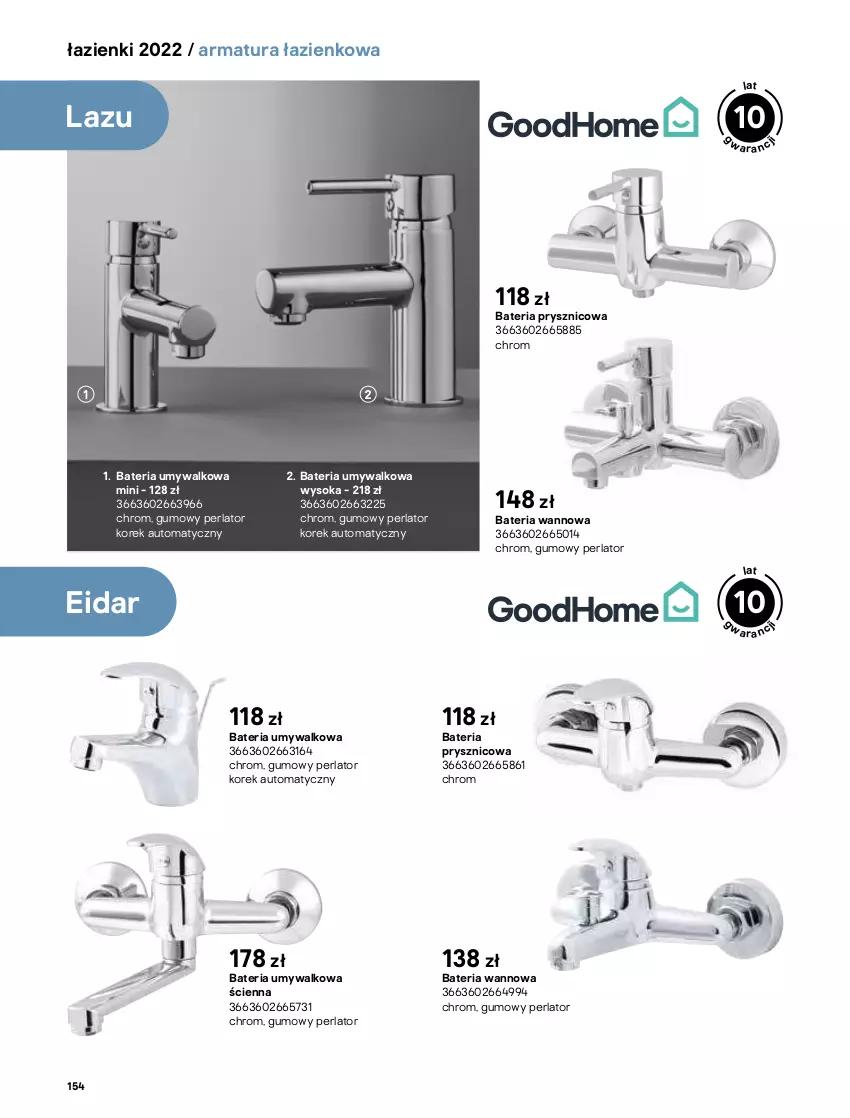 Gazetka promocyjna Castorama - Katalog Łazienki 2022 - ważna 01.06 do 31.12.2022 - strona 154 - produkty: Bateria, Bateria prysznicowa, Bateria umywalkowa, Bateria wannowa, Sok