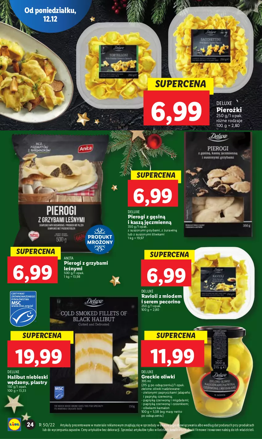 Gazetka promocyjna Lidl - GAZETKA - ważna 12.12 do 14.12.2022 - strona 30 - produkty: Halibut, Oliwki, Pecorino, Pierogi, Ser