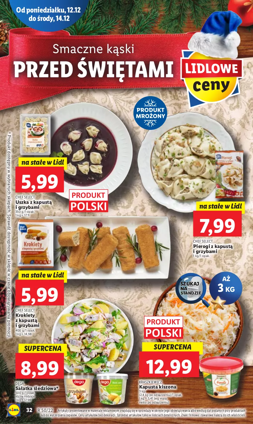 Gazetka promocyjna Lidl - GAZETKA - ważna 12.12 do 14.12.2022 - strona 38 - produkty: Dega, Kapustą, Krokiety, Pierogi, Sałat, Sałatka