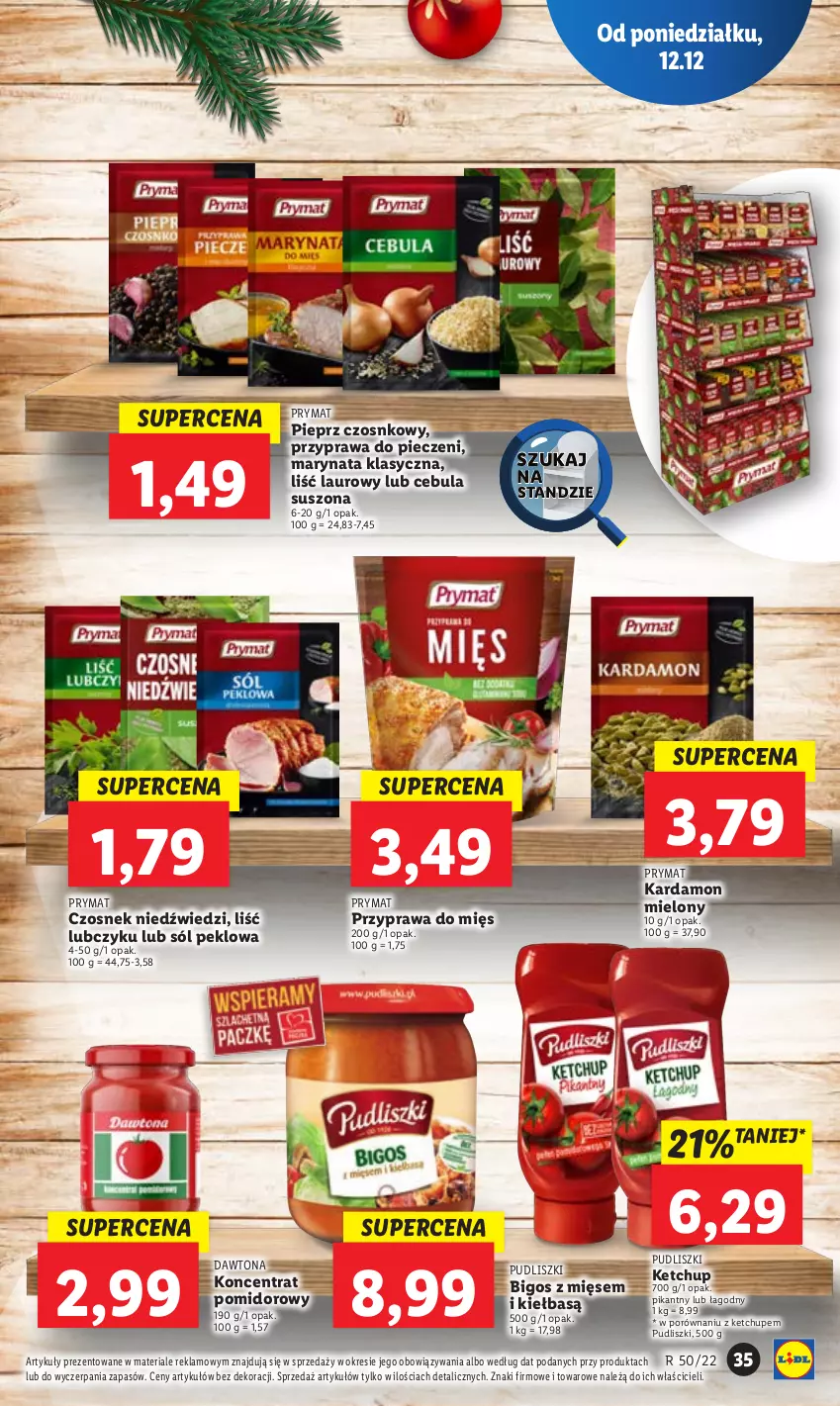 Gazetka promocyjna Lidl - GAZETKA - ważna 12.12 do 14.12.2022 - strona 43 - produkty: Bigos, Cebula, Czosnek, Dawtona, Ketchup, Koncentrat pomidorowy, Laur, Piec, Pieprz, Por, Prymat, Pudliszki, Sól