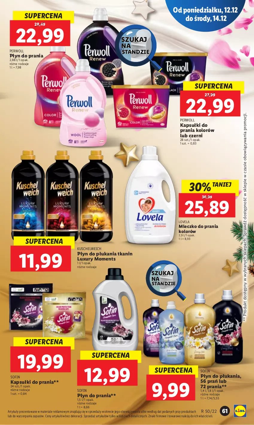 Gazetka promocyjna Lidl - GAZETKA - ważna 12.12 do 14.12.2022 - strona 71 - produkty: Kapsułki do prania, Lovela, Mleczko, Mleczko do prania, Moments, Perwoll, Płyn do płukania, Płyn do prania