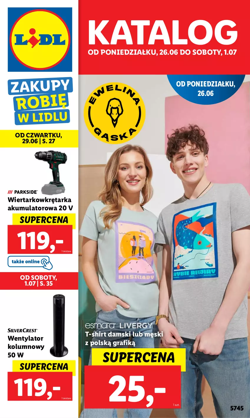 Gazetka promocyjna Lidl - GAZETKA - ważna 26.06 do 01.07.2023 - strona 1 - produkty: Akumulator, Gra, Pościel, T-shirt, Tarka, Wiertarkowkrętarka, Wkręt, Wkrętarka