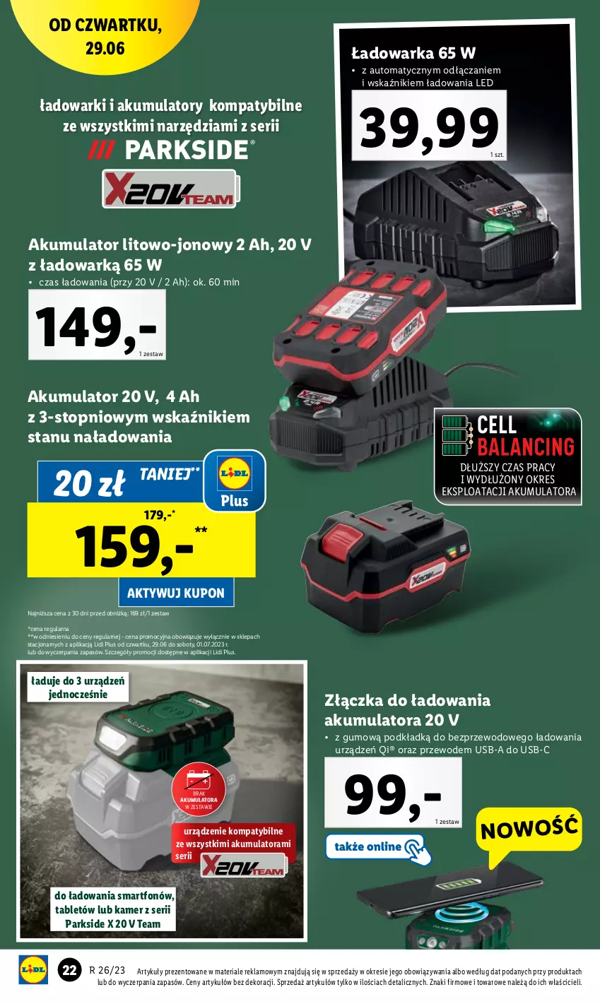 Gazetka promocyjna Lidl - GAZETKA - ważna 26.06 do 01.07.2023 - strona 24 - produkty: Akumulator, Parkside, Podkład, Ser, Smartfon, Tablet, Top, Warka