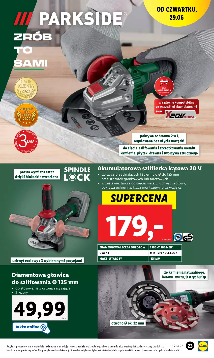 Gazetka promocyjna Lidl - GAZETKA - ważna 26.06 do 01.07.2023 - strona 25 - produkty: Akumulator, Pokrywa, Ser, Szlifierka, Szlifierka kątowa, Walizka