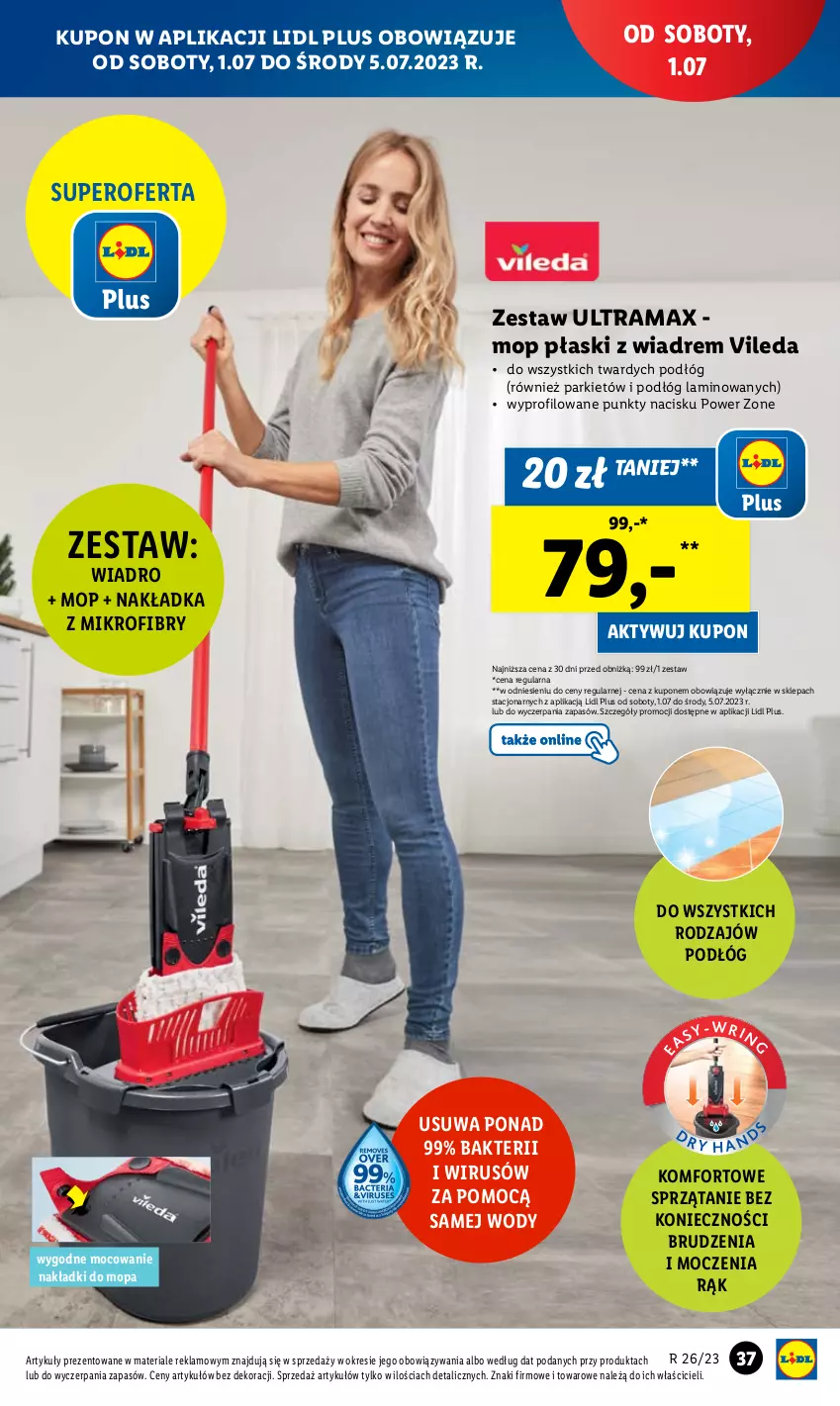 Gazetka promocyjna Lidl - GAZETKA - ważna 26.06 do 01.07.2023 - strona 43 - produkty: Mop, Rama, Sprzątanie, Vileda, Wiadro