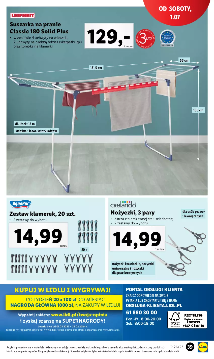 Gazetka promocyjna Lidl - GAZETKA - ważna 26.06 do 01.07.2023 - strona 45 - produkty: Gry, Karp, Mola, Noż, Nożyczki, Skarpetki, Suszarka, Suszarka na pranie, Torebka, Uchwyty, Wieszak