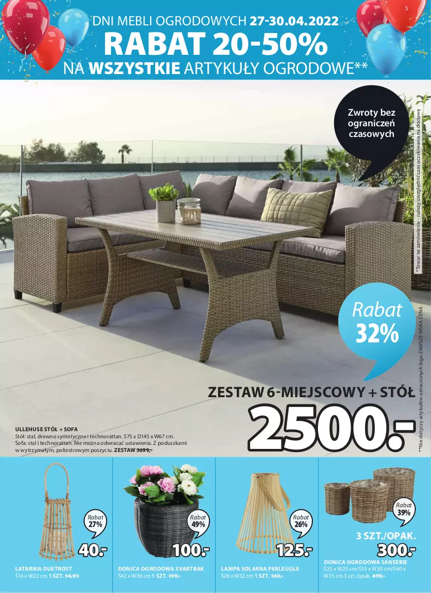 Gazetka promocyjna Jysk - Oferta tygodnia - ważna 27.04 do 10.05.2022 - strona 6 - produkty: Fa, Gra, Lampa, Latarnia, Poduszka, Sofa, Stół