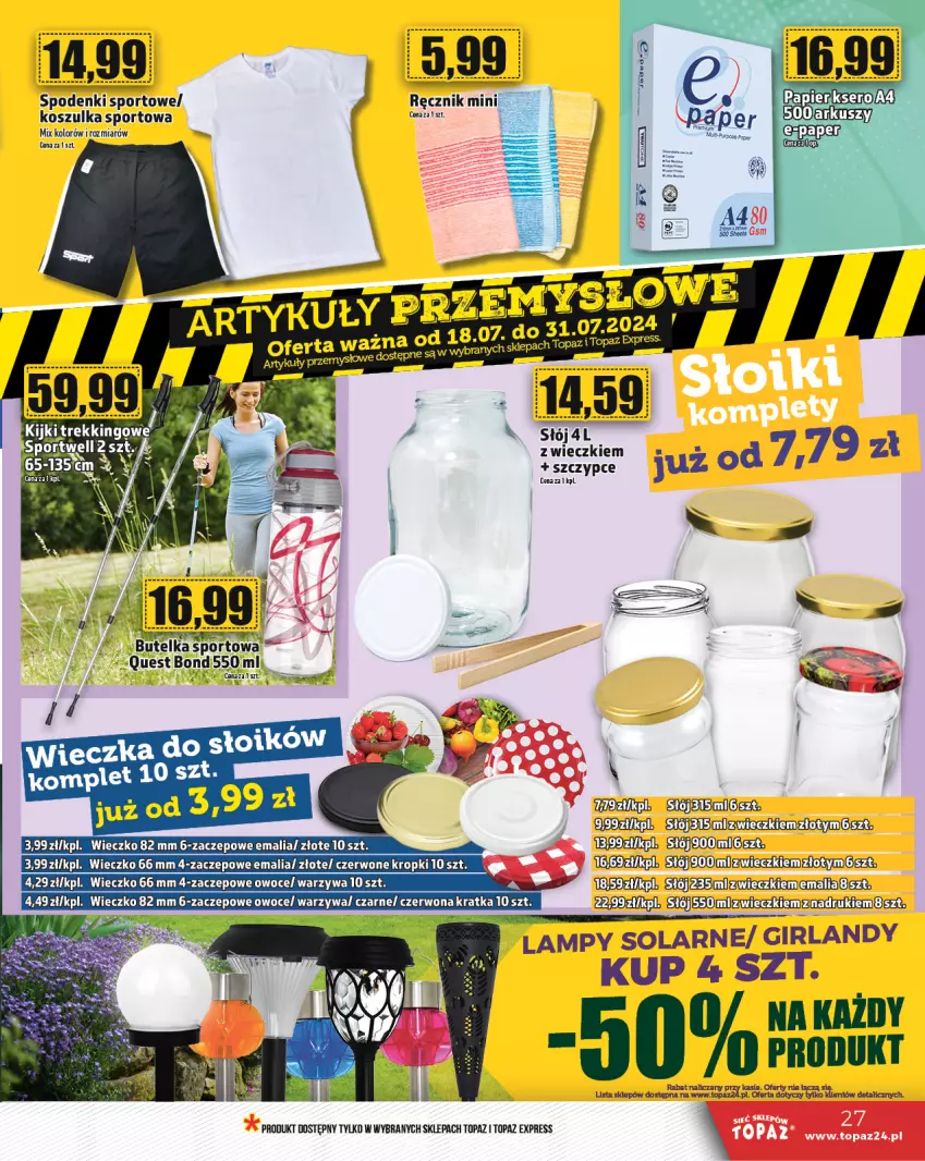 Gazetka promocyjna Topaz - Gazetka - ważna 18.07 do 24.07.2024 - strona 27 - produkty: Butelka sportowa, Kosz, Koszulka, Koszulka sportowa, Oreo, Por, Ręcznik, Sport, Szczypce, Top