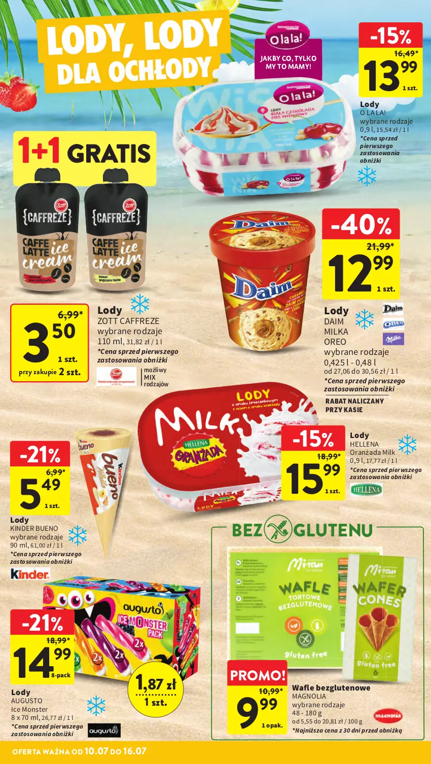 Gazetka promocyjna Intermarche - Gazetka Intermarche - ważna 10.07 do 16.07.2025 - strona 25 - produkty: Gra, Hellena, Ice Monster, Kinder, Kinder Bueno, Lody, Milka, Oranżada, Oreo, Zott