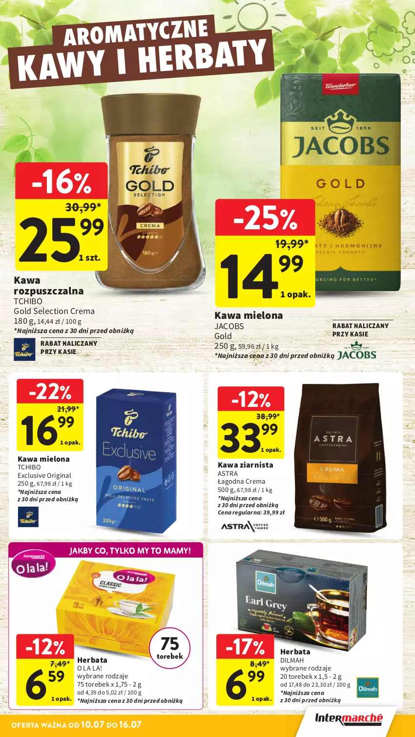 Gazetka promocyjna Intermarche - Gazetka Intermarche - ważna 10.07 do 16.07.2025 - strona 28 - produkty: Dilmah, Gin, Herbata, Jacobs, Kawa, Kawa mielona, Kawa rozpuszczalna, Kawa ziarnista, Tchibo