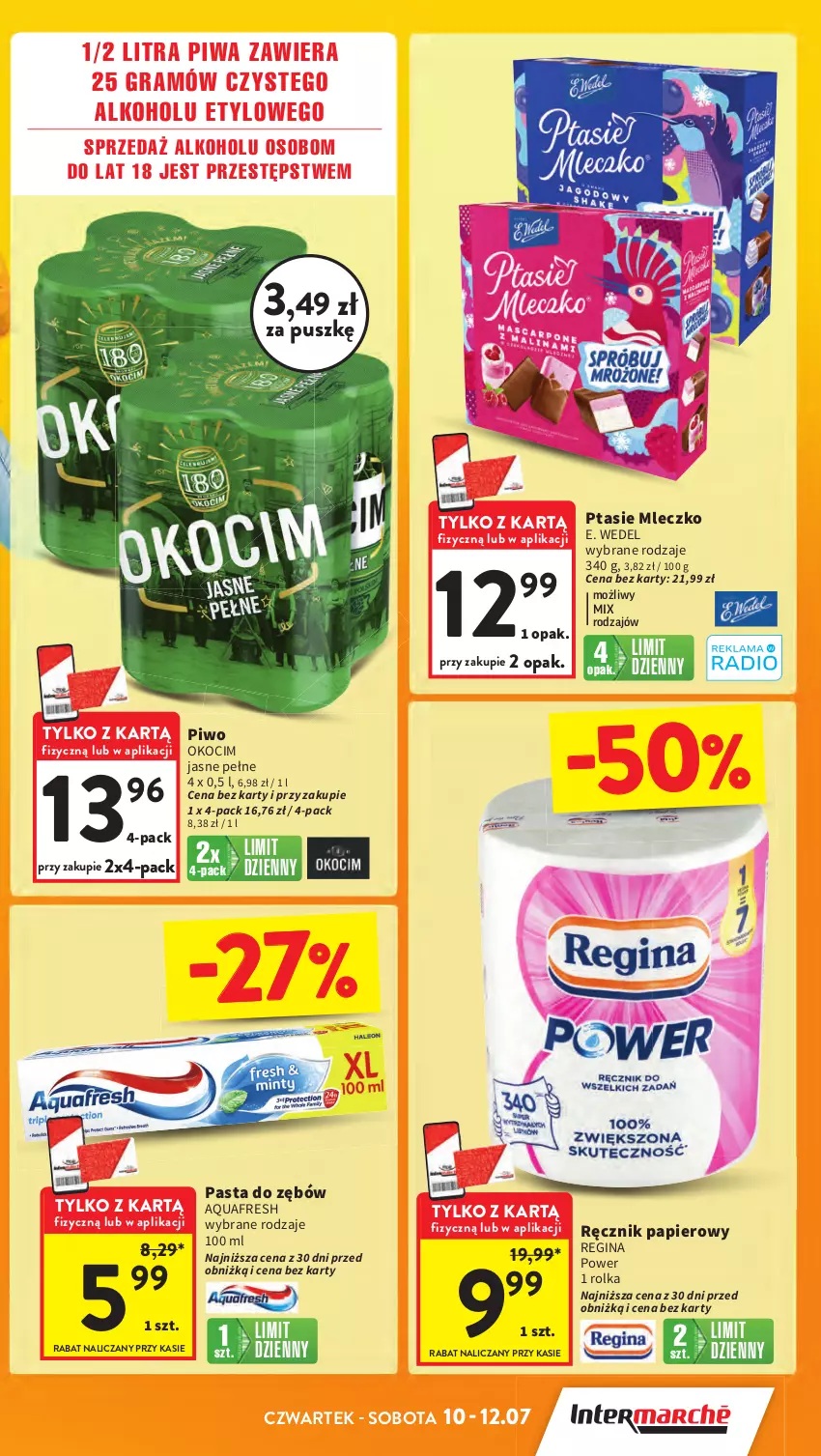 Gazetka promocyjna Intermarche - Gazetka Intermarche - ważna 10.07 do 16.07.2025 - strona 3 - produkty: Aquafresh, E. Wedel, Gin, Gra, Koc, Mleczko, Okocim, Papier, Pasta do zębów, Piwa, Piwo, Ptasie mleczko, Ręcznik