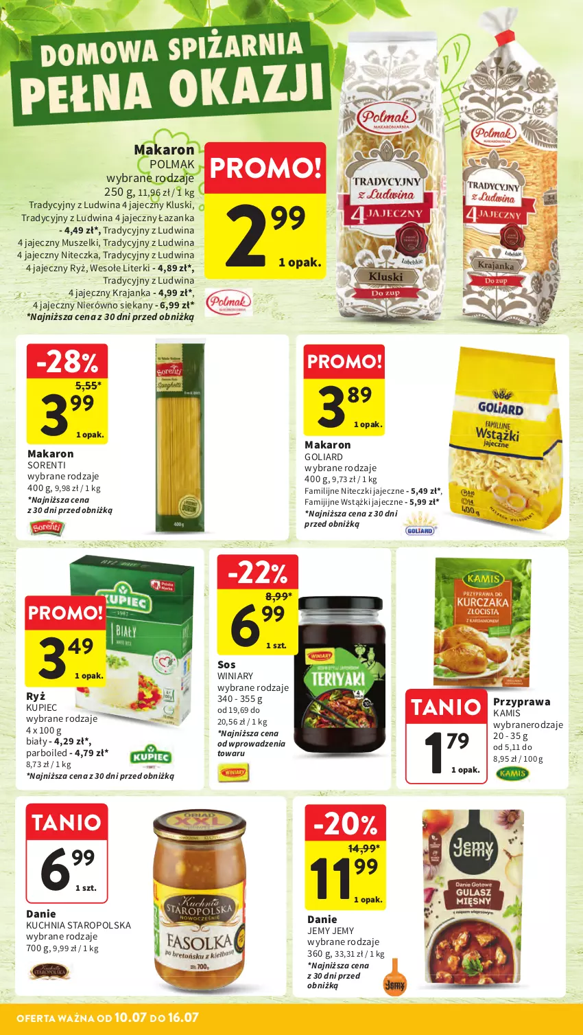 Gazetka promocyjna Intermarche - Gazetka Intermarche - ważna 10.07 do 16.07.2025 - strona 31 - produkty: Fa, Goliard, Kamis, Kuchnia, Kuchnia Staropolska, Kupiec, Makaron, Mus, Olma, Piec, Ryż, Sos, Winiary