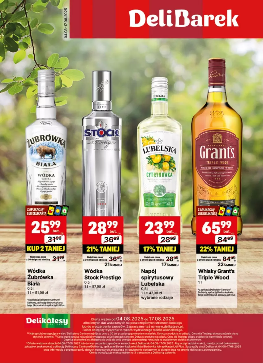 Gazetka promocyjna Delikatesy Centrum - Delibarek DC32-DC33 - ważna 04.08 do 17.08.2025 - strona 1 - produkty: Fa, Gra, Grant's, Napój, Orka, Stock, Whisky, Wódka