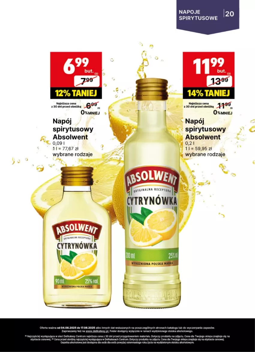 Gazetka promocyjna Delikatesy Centrum - Delibarek DC32-DC33 - ważna 04.08 do 17.08.2025 - strona 20 - produkty: Gin, Napój, Napoje, Rama, Rum