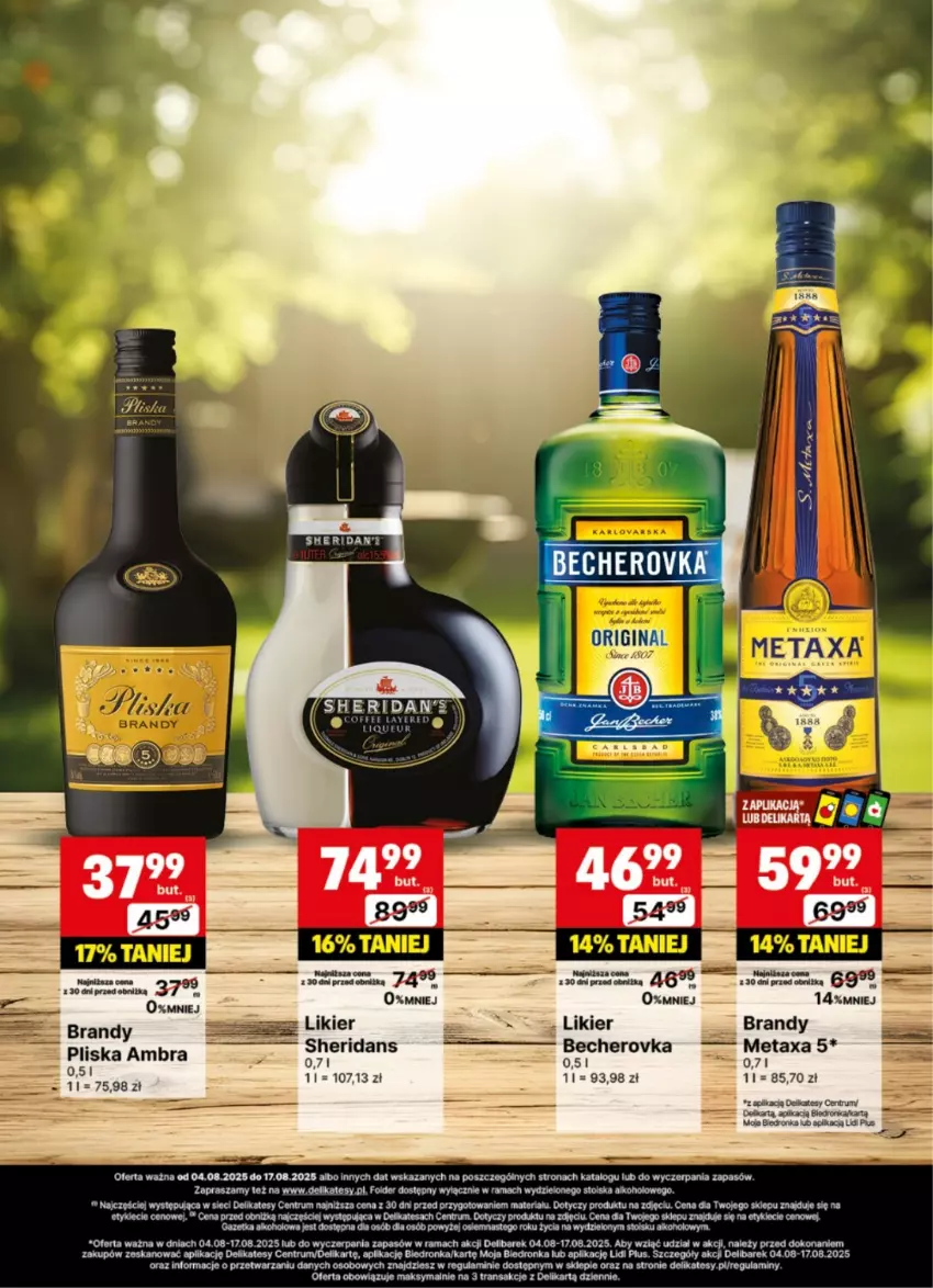 Gazetka promocyjna Delikatesy Centrum - Delibarek DC32-DC33 - ważna 04.08 do 17.08.2025 - strona 25 - produkty: Brandy, Dron, Gin, Likier, Metaxa, Mola, Pliska, Rama, Rum, Tran