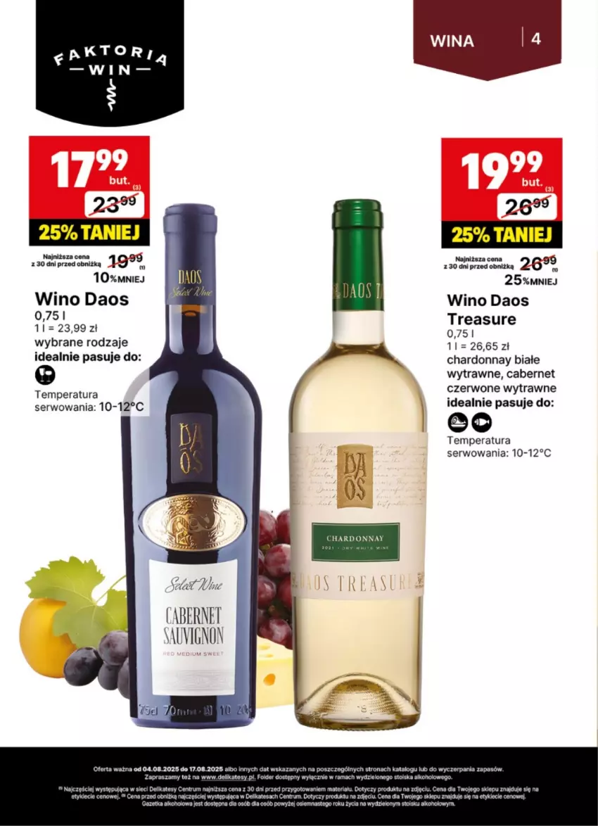 Gazetka promocyjna Delikatesy Centrum - Delibarek DC32-DC33 - ważna 04.08 do 17.08.2025 - strona 4 - produkty: Chardonnay, Ser, Wino
