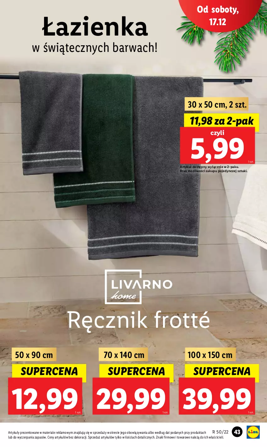 Gazetka promocyjna Lidl - GAZETKA - ważna 12.12 do 18.12.2022 - strona 45 - produkty: Ręcznik