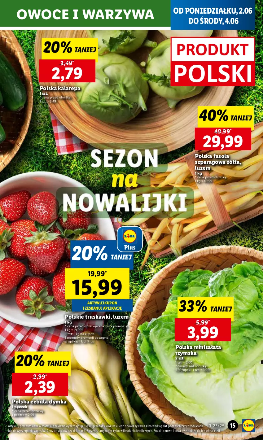 Gazetka promocyjna Lidl - GAZETKA - ważna 02.06 do 04.06.2025 - strona 17 - produkty: Cebula, Fa, Fasola, Fasola szparagowa, Owoce, Sałat, Truskawki, Warzywa