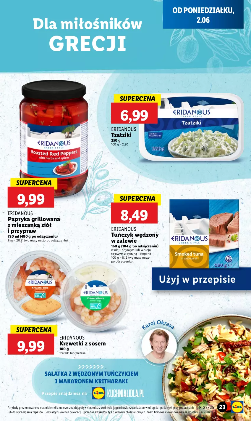 Gazetka promocyjna Lidl - GAZETKA - ważna 02.06 do 04.06.2025 - strona 25 - produkty: Grill, Krewetki, Makaron, Metaxa, Olej, Papryka, Papryka grillowana, Sałat, Sałatka, Sos, Tuńczyk