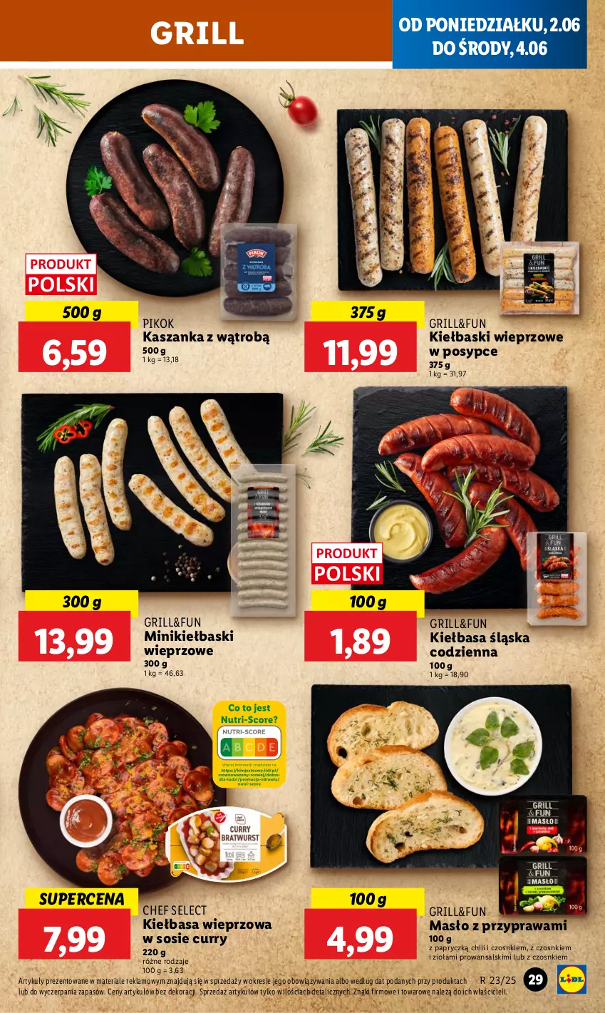 Gazetka promocyjna Lidl - GAZETKA - ważna 02.06 do 04.06.2025 - strona 31 - produkty: Grill, Kasza, Kaszanka, Kiełbasa, Kiełbasa śląska, Masło, PIKOK, Sos
