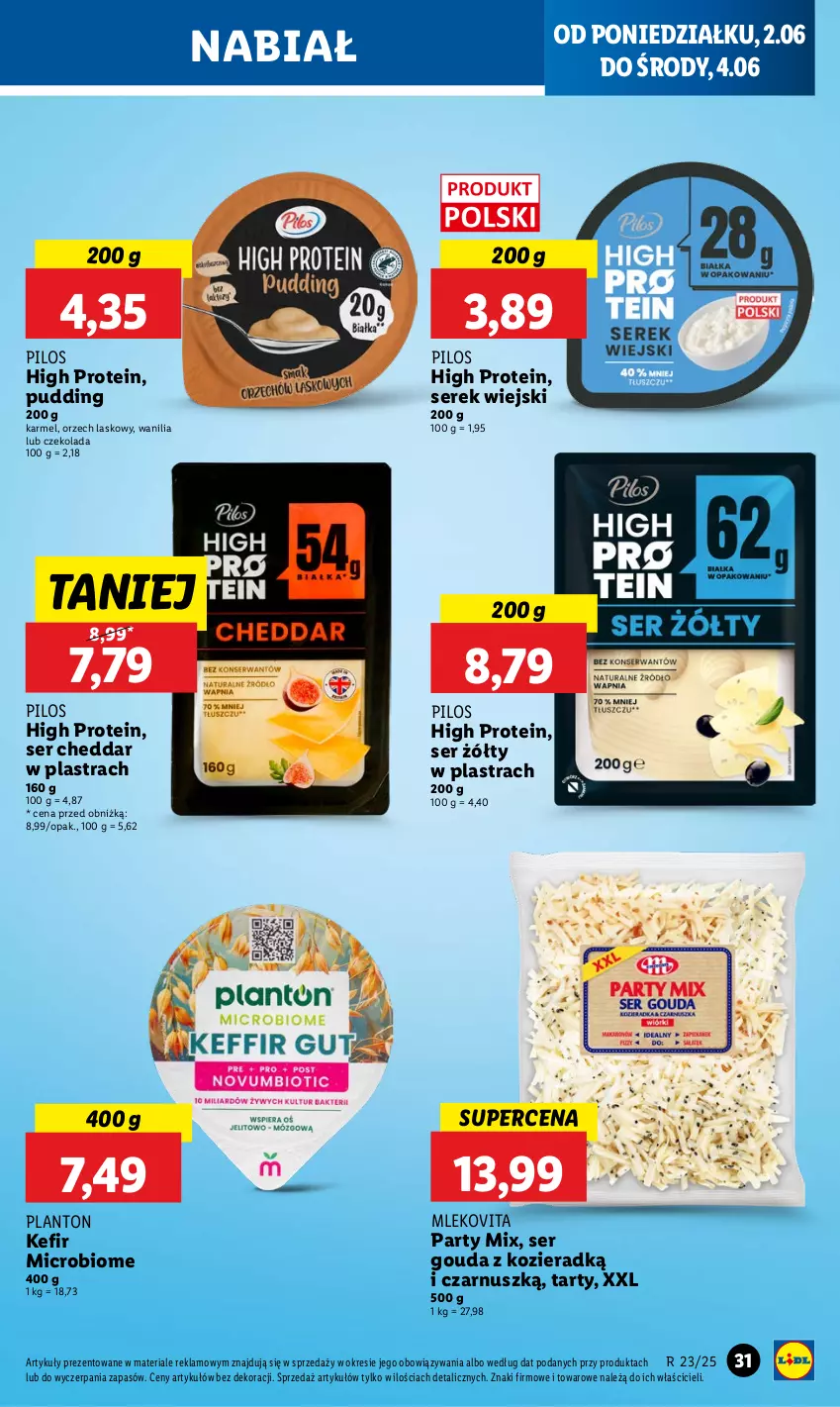 Gazetka promocyjna Lidl - GAZETKA - ważna 02.06 do 04.06.2025 - strona 33 - produkty: Cheddar, Czekolada, Gouda, Kefir, Mleko, Mlekovita, Pilos, Pudding, Ser, Serek, Serek wiejski