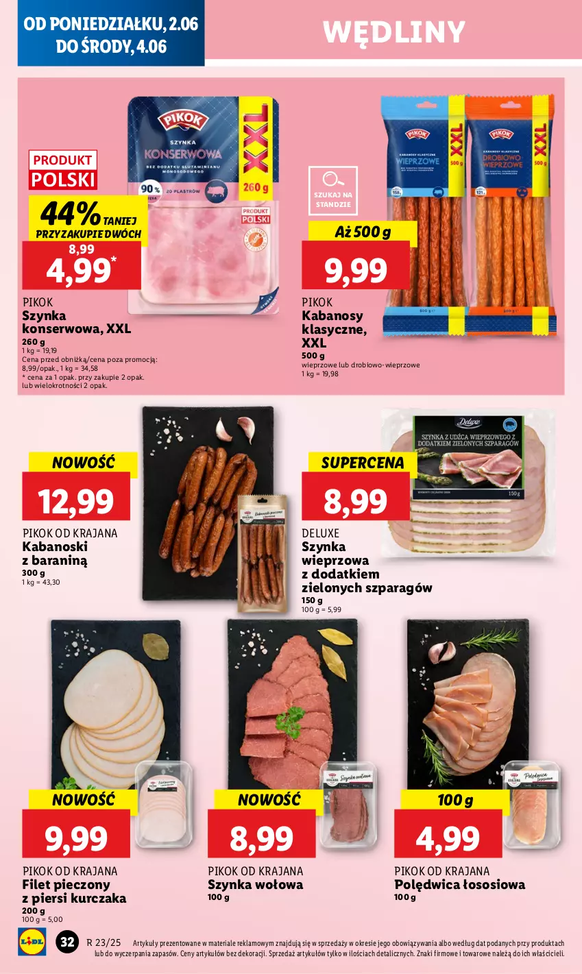 Gazetka promocyjna Lidl - GAZETKA - ważna 02.06 do 04.06.2025 - strona 36 - produkty: Kabanos, Kurczak, Piec, PIKOK, Polędwica, Ser, Sos, Szynka, Szynka konserwowa, Szynka wieprzowa