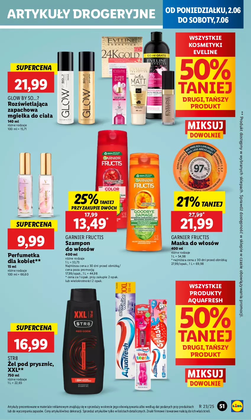 Gazetka promocyjna Lidl - GAZETKA - ważna 02.06 do 04.06.2025 - strona 57 - produkty: Aquafresh, Eveline, Fructis, Garnier, Maska, Maska do włosów, Perfum, Str8, Szampon