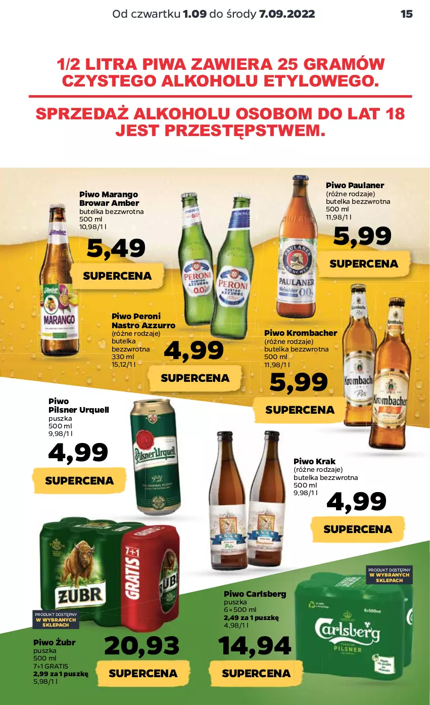 Gazetka promocyjna Netto - Artykuły spożywcze - ważna 01.09 do 07.09.2022 - strona 15 - produkty: Carlsberg, Gra, Pilsner Urquell, Piwa, Piwo