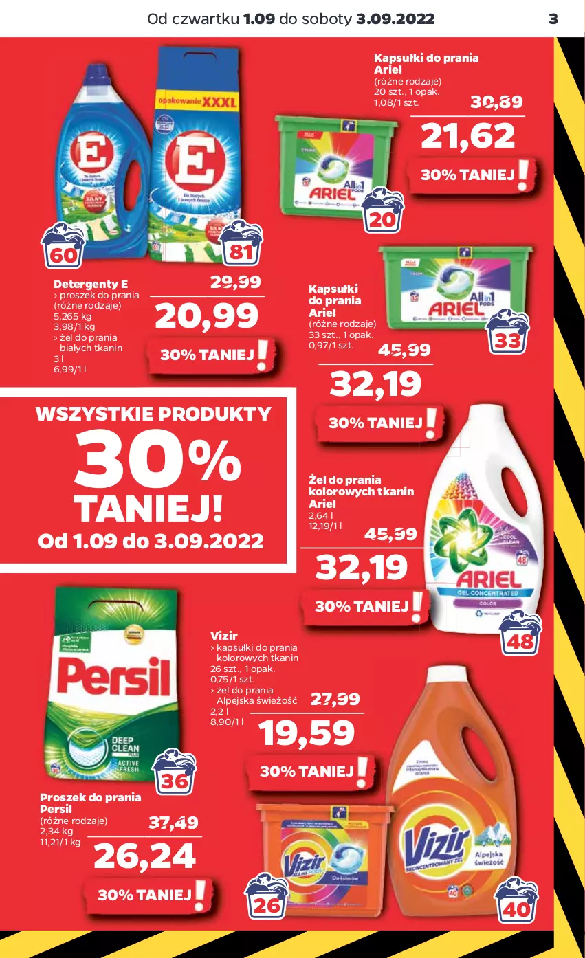 Gazetka promocyjna Netto - Artykuły spożywcze - ważna 01.09 do 07.09.2022 - strona 3 - produkty: Ariel, Kapsułki do prania, Persil, Proszek do prania, Vizir