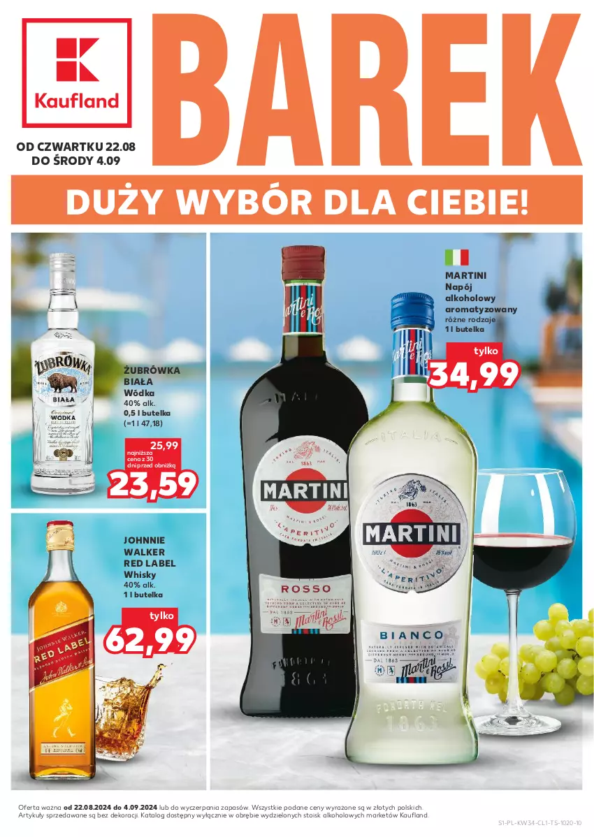 Gazetka promocyjna Kaufland - Barek Kauflandu - ważna 22.08 do 04.09.2024 - strona 1 - produkty: Johnnie Walker, Martini, Napój, Whisky, Wódka