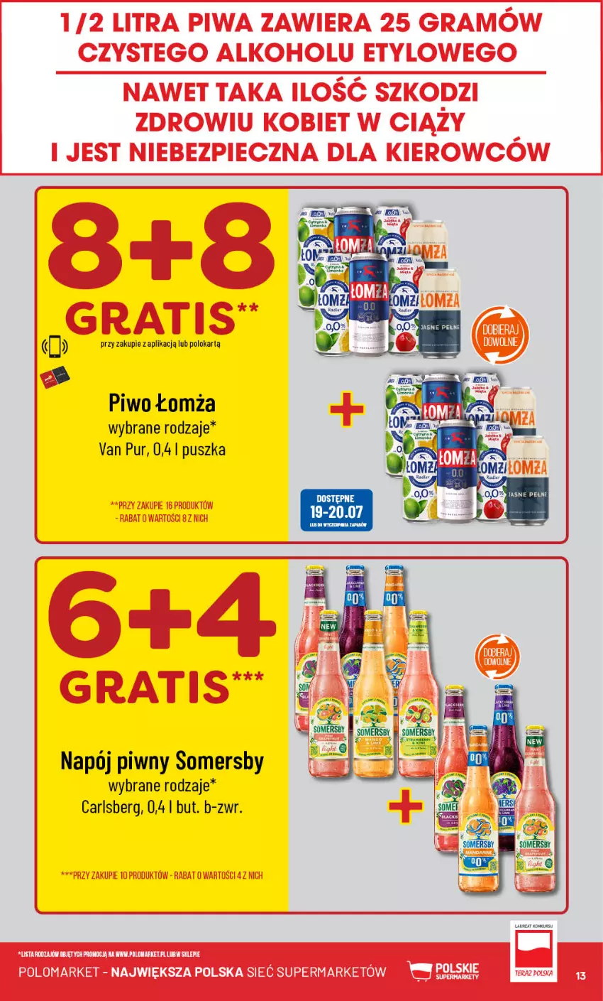 Gazetka promocyjna PoloMarket - Gazetka pomocyjna - ważna 17.07 do 23.07.2024 - strona 13 - produkty: Carlsberg, Gra, Napój, Piec, Piwa, Piwo, Pur, Somersby