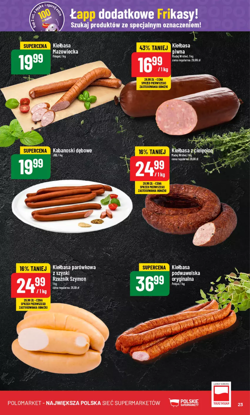 Gazetka promocyjna PoloMarket - Gazetka pomocyjna - ważna 17.07 do 23.07.2024 - strona 23 - produkty: Kabanos, Kiełbasa, Leon, Madej Wróbel, Wawel