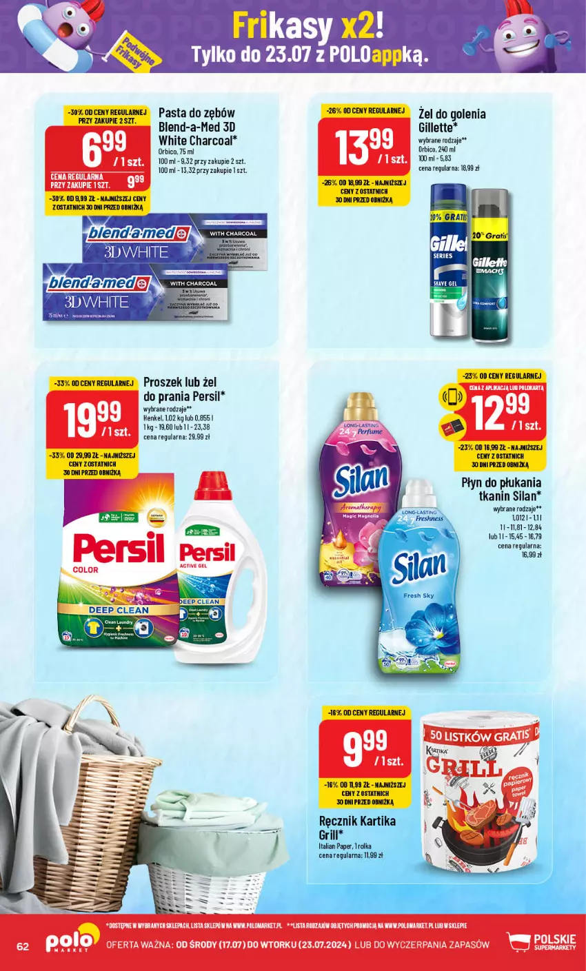 Gazetka promocyjna PoloMarket - Gazetka pomocyjna - ważna 17.07 do 23.07.2024 - strona 62 - produkty: BIC, Blend-a-Med, Gillette, Pasta do zębów, Persil, Płyn do płukania, Silan