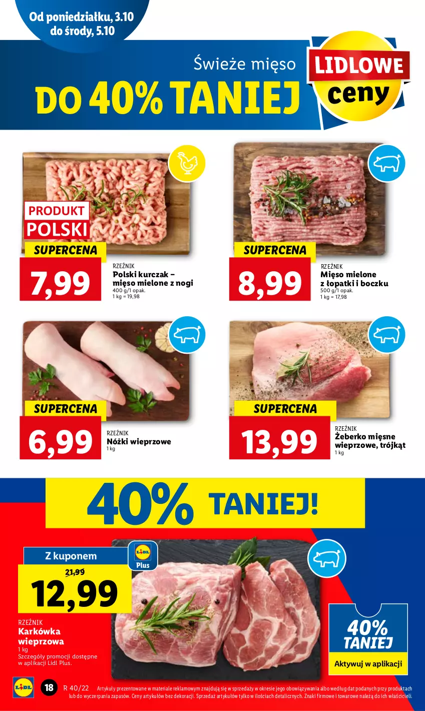 Gazetka promocyjna Lidl - GAZETKA - ważna 03.10 do 05.10.2022 - strona 22 - produkty: Karkówka wieprzowa, Kurczak, Mięso, Mięso mielone