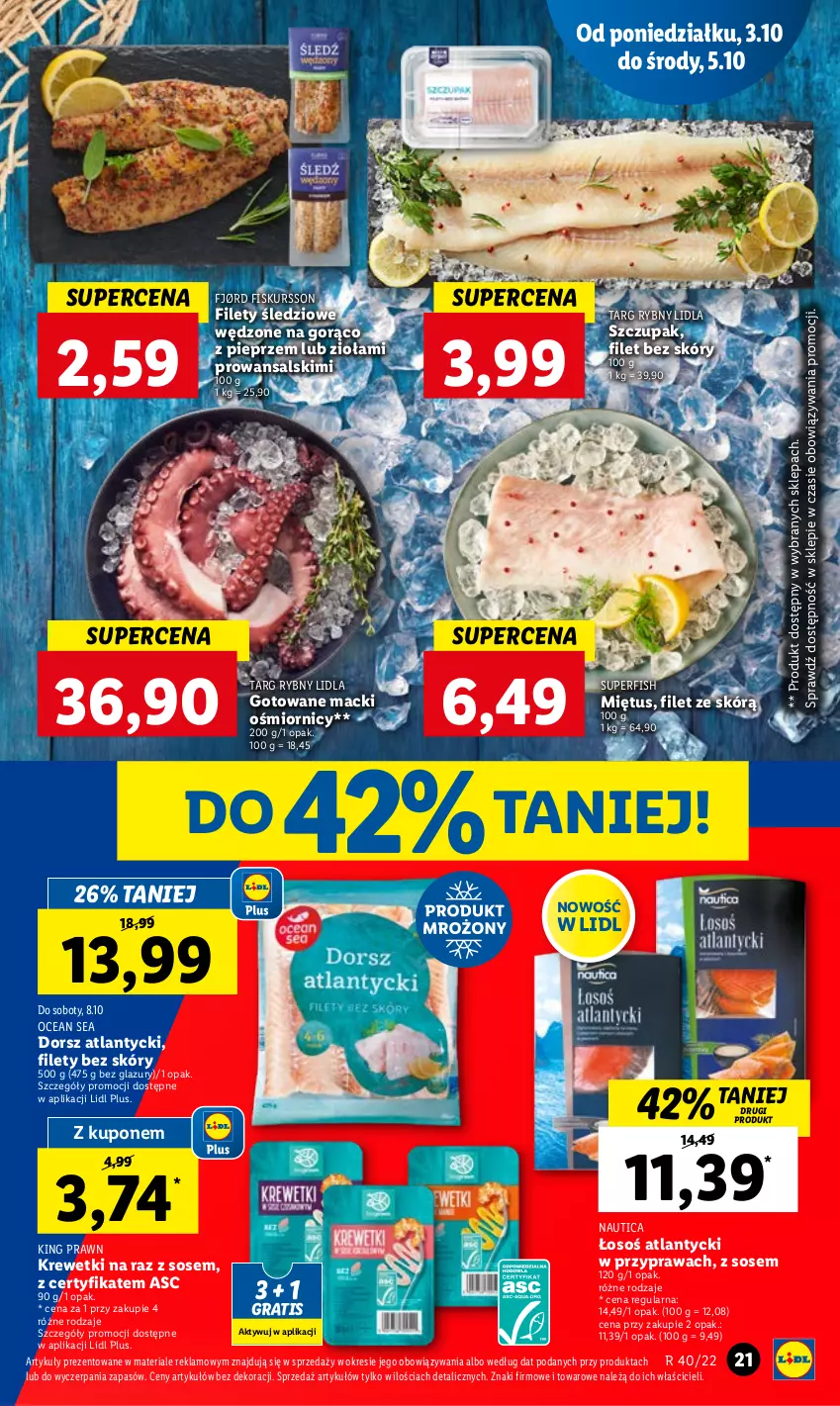 Gazetka promocyjna Lidl - GAZETKA - ważna 03.10 do 05.10.2022 - strona 25 - produkty: Dorsz, Gra, Krewetki, Lazur, Miętus, Pieprz, Sos, Zupa