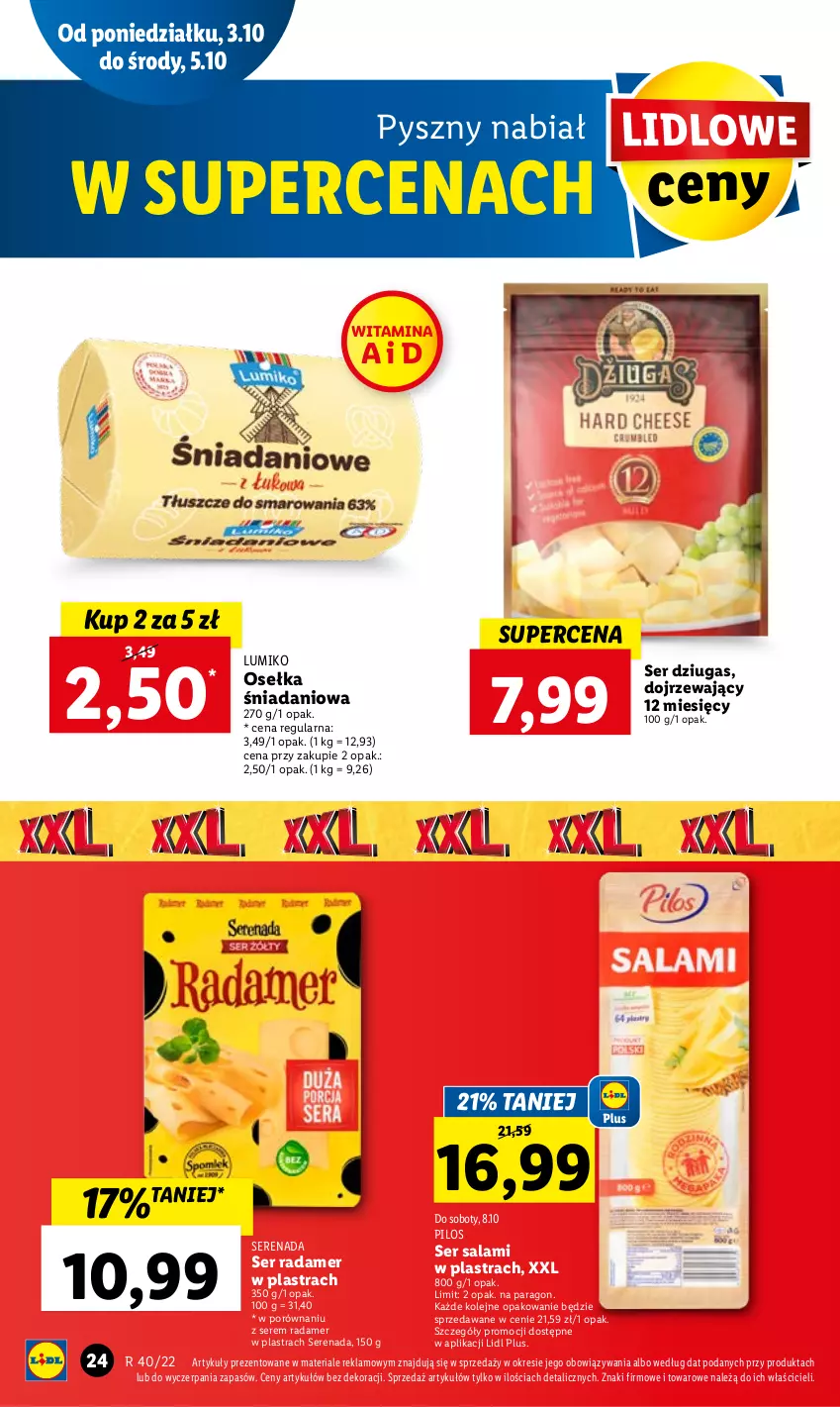 Gazetka promocyjna Lidl - GAZETKA - ważna 03.10 do 05.10.2022 - strona 28 - produkty: Danio, Olej, Pilos, Por, Radamer, Salami, Ser, Ser salami