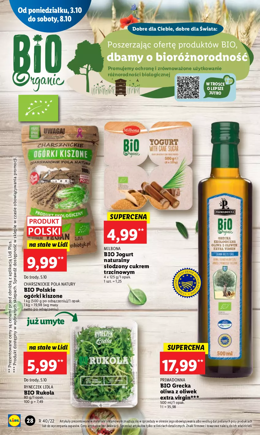 Gazetka promocyjna Lidl - GAZETKA - ważna 03.10 do 05.10.2022 - strona 32 - produkty: Gin, Jogurt, Jogurt naturalny, Oliwa z oliwek, Prima, Rukola