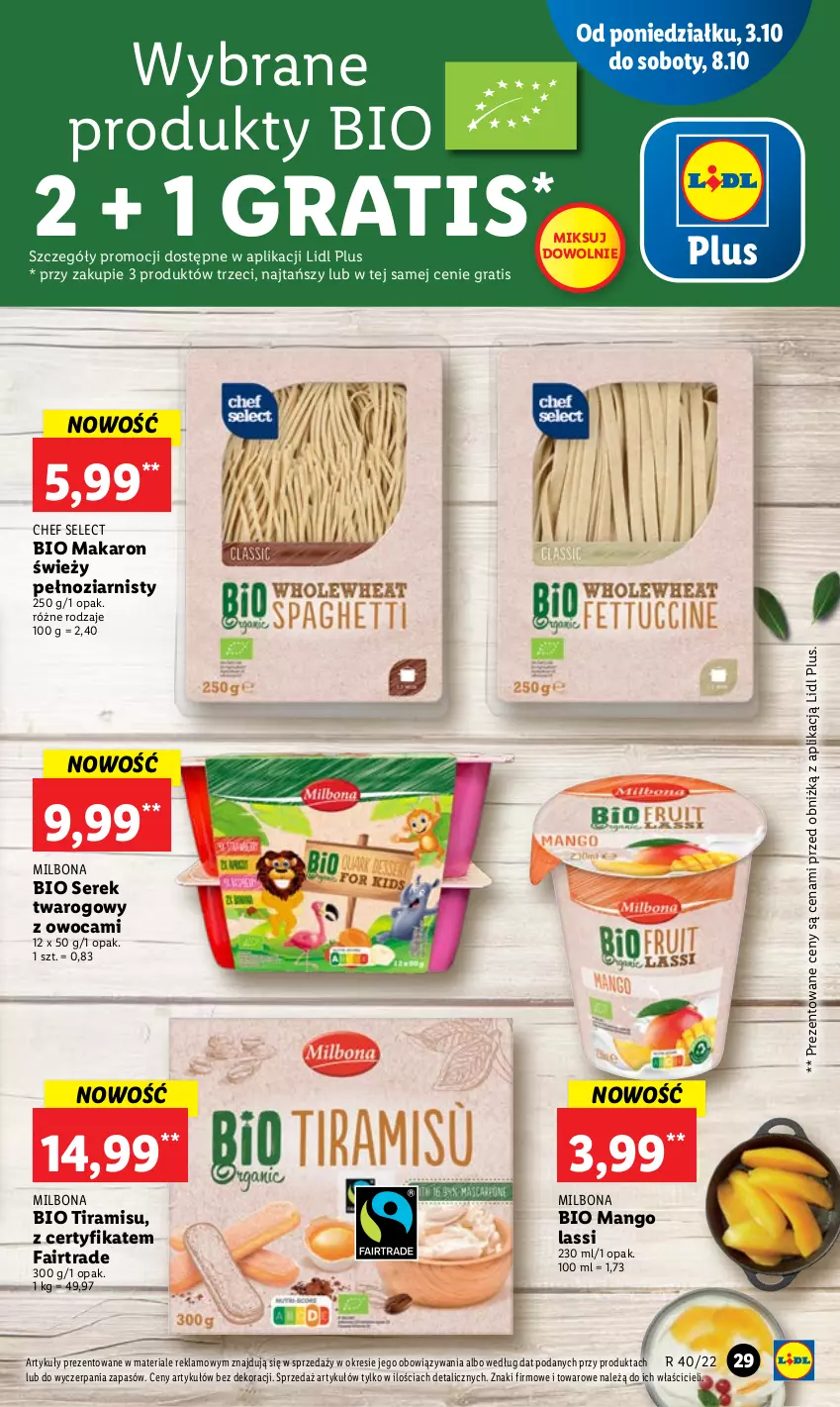 Gazetka promocyjna Lidl - GAZETKA - ważna 03.10 do 05.10.2022 - strona 33 - produkty: Fa, Gra, Makaron, Mango, Ser, Serek, Serek twarogowy