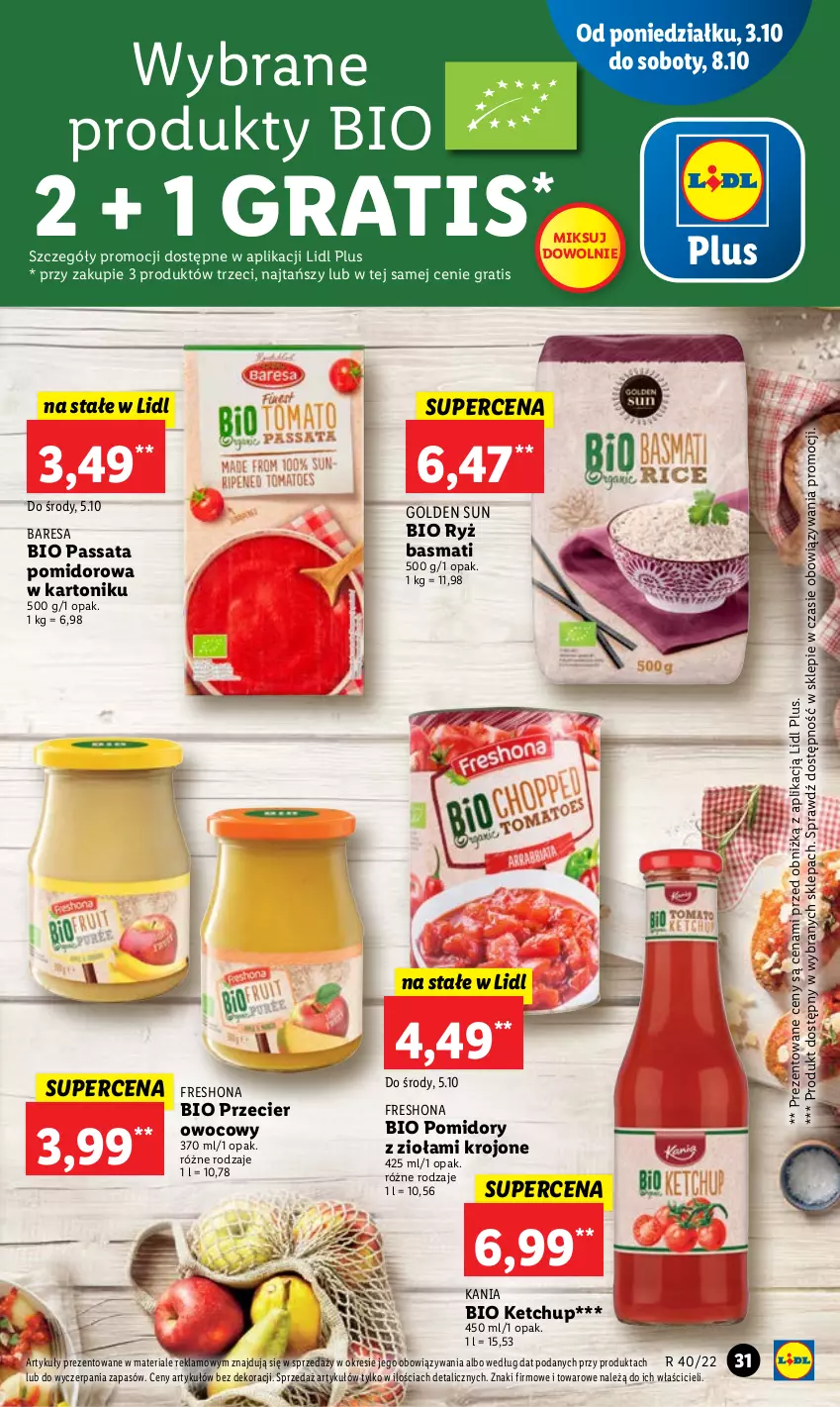 Gazetka promocyjna Lidl - GAZETKA - ważna 03.10 do 05.10.2022 - strona 35 - produkty: Gra, Ketchup, Pomidory, Ryż, Ryż basmati, Tonik